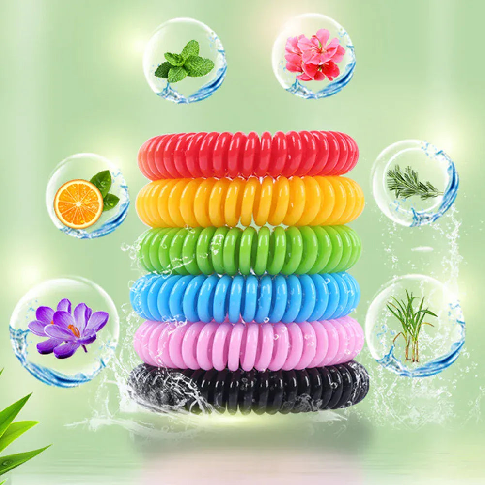 Bracelet anti-moustiques naturel pour voyage et camping, protection longue durée en extérieur.