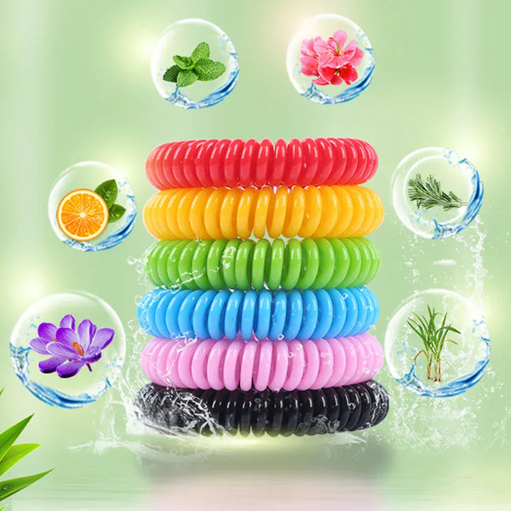 Bracelet anti-moustiques naturel pour voyage et camping, protection longue durée en extérieur.