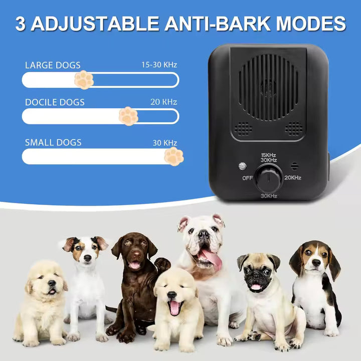 Dispositif anti-aboiement discret à poser, aide au dressage des chiens, pour intérieur et extérieur.