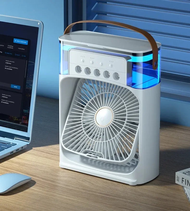 Rafraîchisseur d'air personnel 3-en-1 USB CoolScape. Ventilateur, humidificateur, mini climatiseur portable.