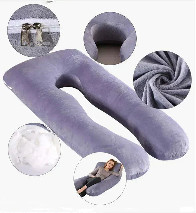 Coussin de maternité ergonomique, offrant un soutien essentiel contre les douleurs du dos pendant la grossesse.