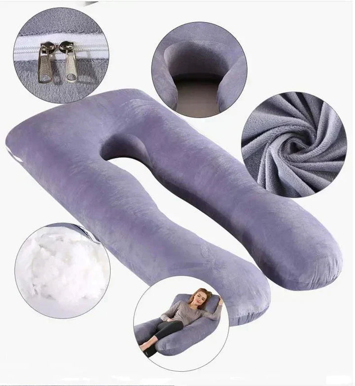 Coussin de maternité ergonomique, offrant un soutien essentiel contre les douleurs du dos pendant la grossesse.