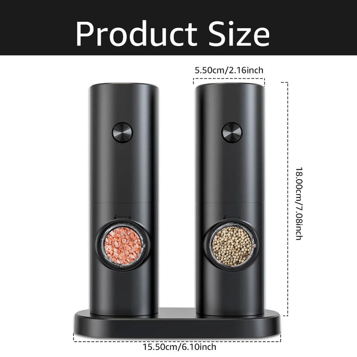 Deux moulins automatiques en inox pour un assaisonnement facile et élégant en cuisine.