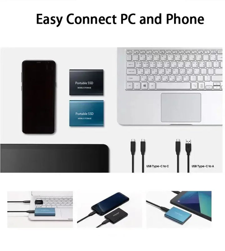 Stockage externe fiable: SSD 128 Go portable avec connectivité USB-C, pour sauvegarder vos données rapidement.