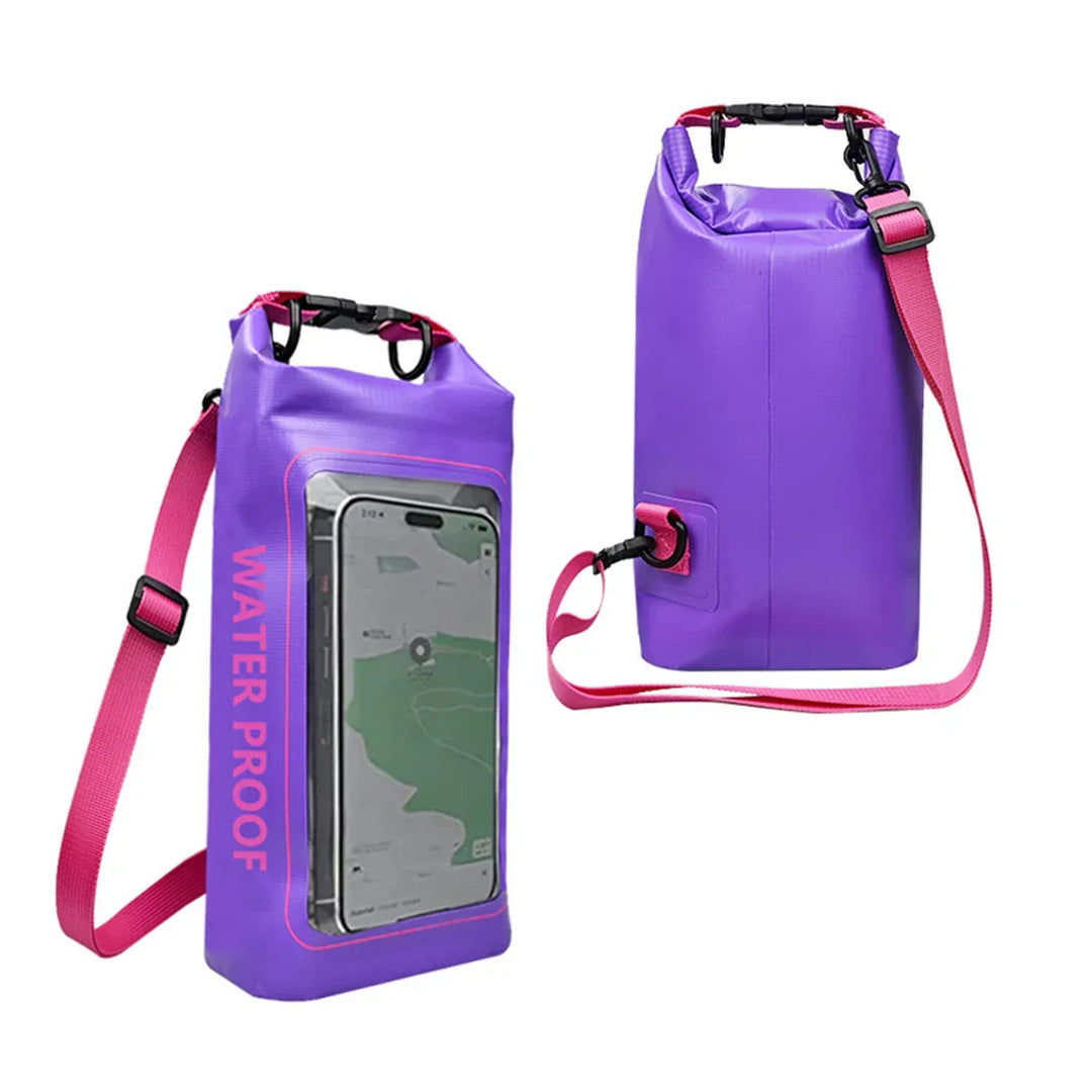 Accessoire unisexe polyvalent: sac étanche 2L pour smartphone, parfait en kayak, randonnée ou plage.