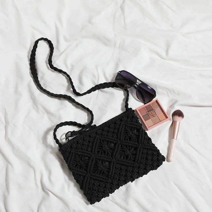 Élégant sac à main bohème Calcata en coton pour femme, parfait pour l'été, les voyages et l'usage quotidien.