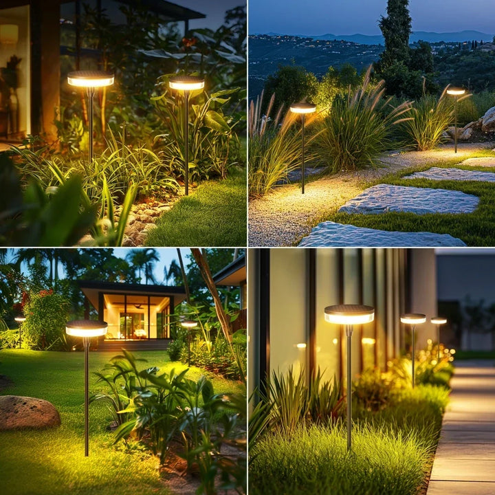 Décoration lumineuse jardin avec lampes solaires oscillantes, ambiance lucioles.