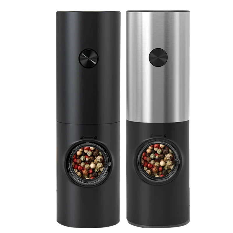Moulins électriques premium en inox pour poivre et sel, design moderne pour la cuisine.