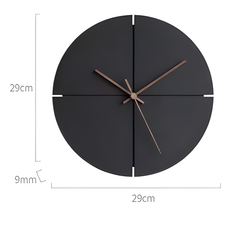 Décoration murale moderne : horloge noire minimaliste scandinave. Apporte une touche chic et fonctionnelle.
