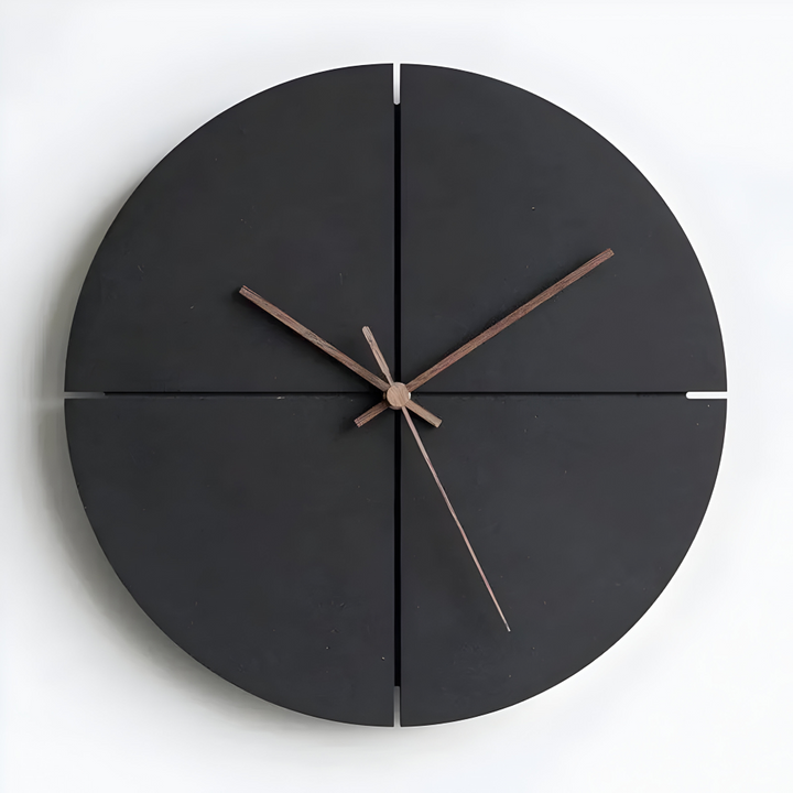 Horloge murale design scandinave noire, élégante et discrète. Parfaite pour toute pièce, style rond ou carré.