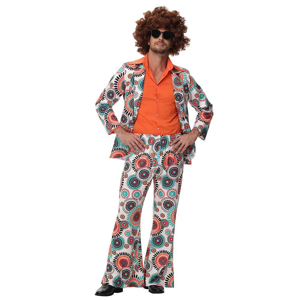Tenue disco femme années 70 scintillante, idéale pour soirée à thème rétro, carnaval ou festival.