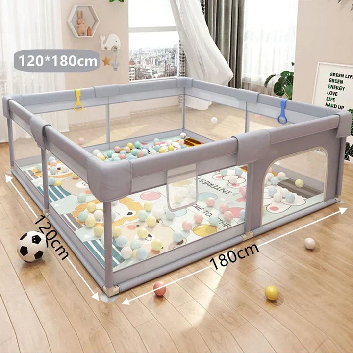 Parc bébé extra large, modulable, pour un jeu sécurisé et le développement de l'enfant.