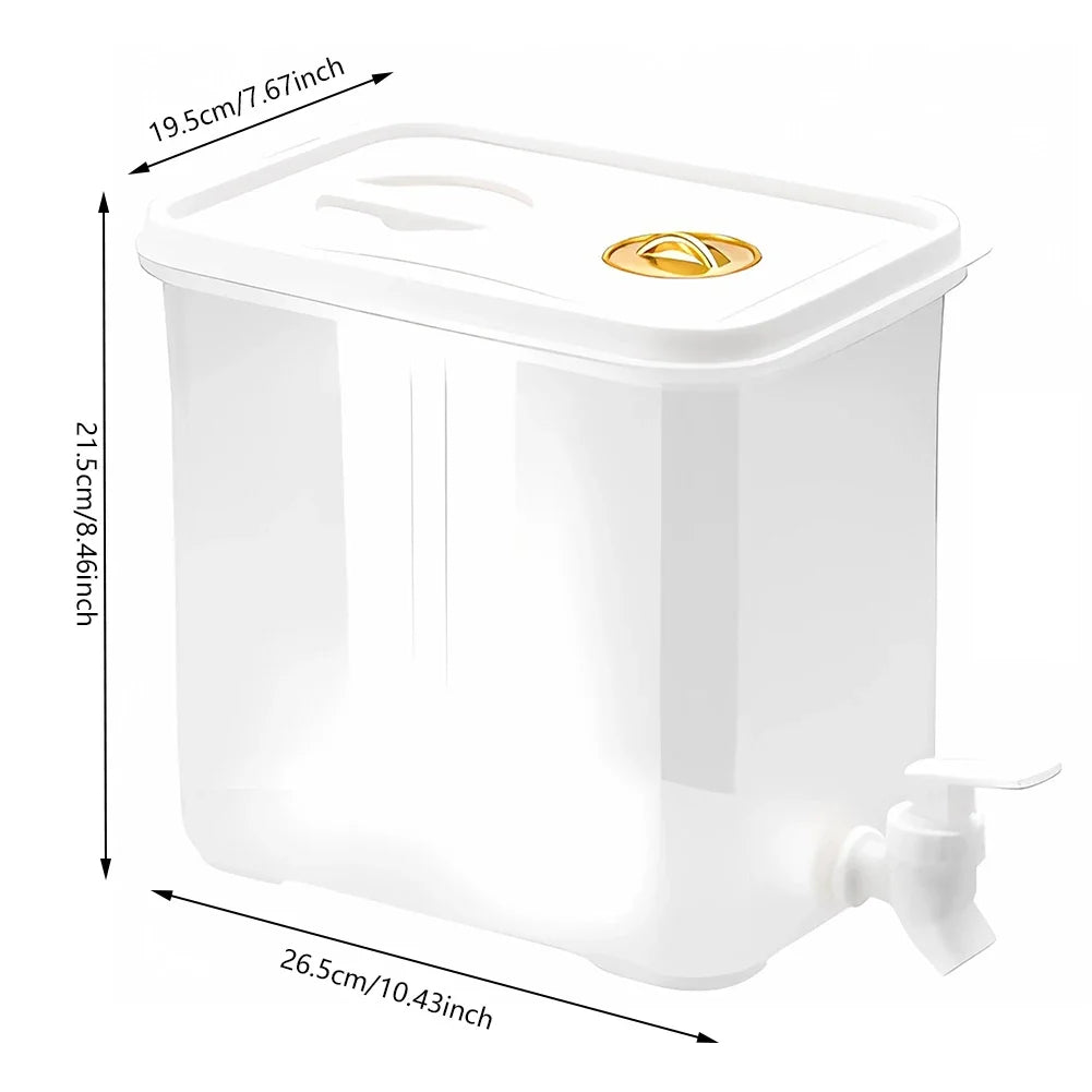 Distributeur de boissons 3.5L-10L pour réfrigérateur. AquaGlide avec robinet, offre eau et jus frais pour cuisine et fête.