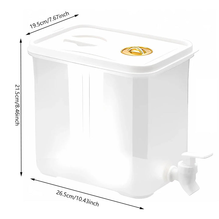 Distributeur de boissons 3.5L-10L pour réfrigérateur. AquaGlide avec robinet, offre eau et jus frais pour cuisine et fête.