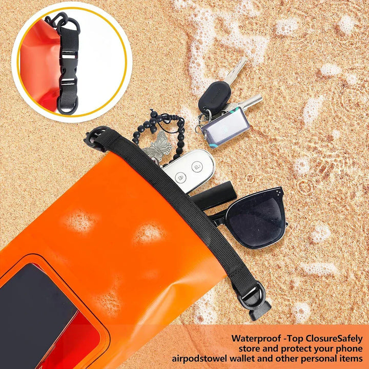 Sac étanche et imperméable 2L en PVC, sécurise vos objets de valeur pour tout voyage ou aventure.
