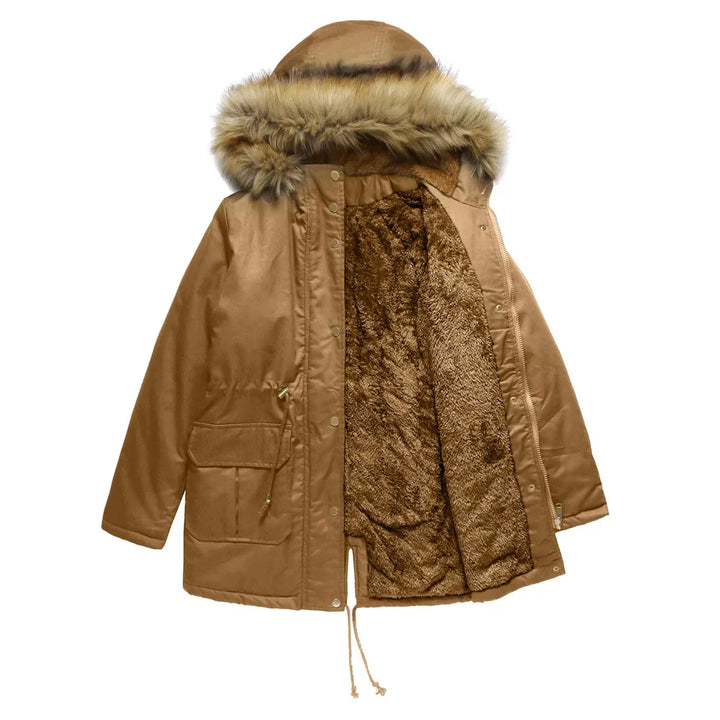 Parka femme coupe-vent et longue, imperméable pour l'hiver, chaude, avec un luxueux col en fourrure.