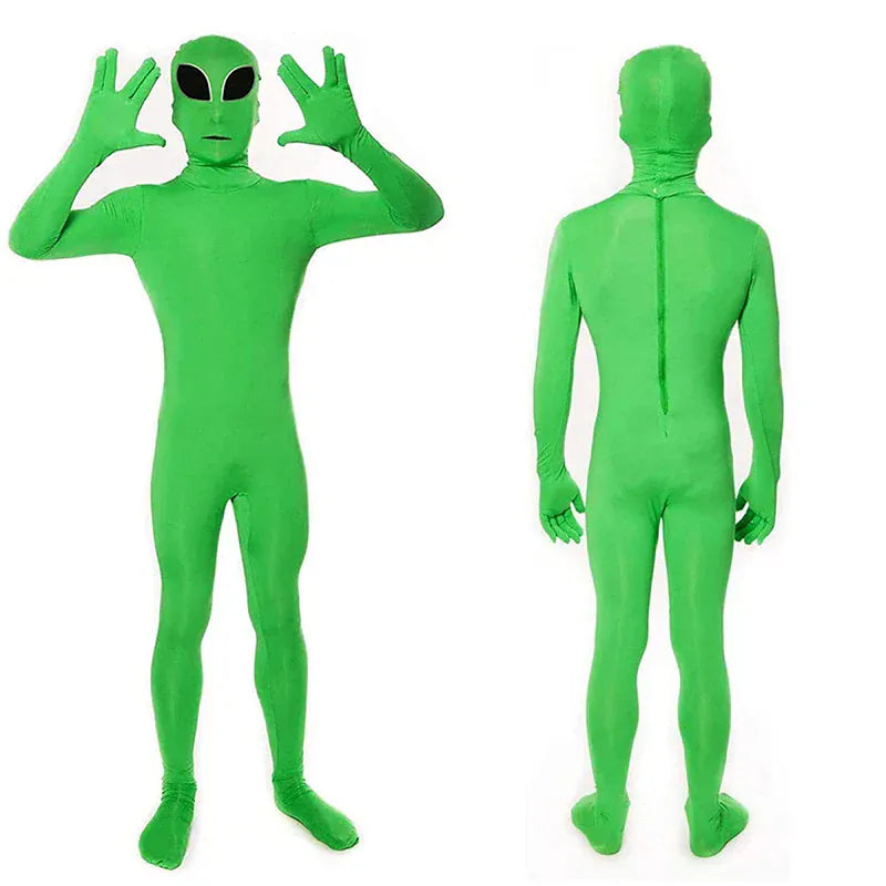 Costume zentaï alien extensible ajusté, parfait pour se transformer en extraterrestre lors d'une fête.