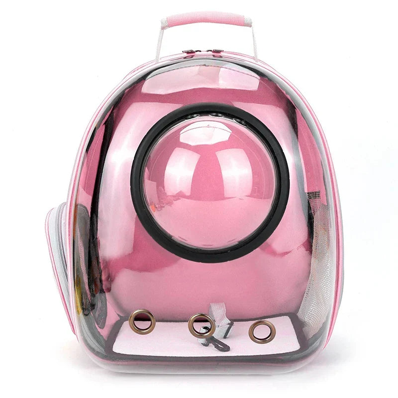 Sac à dos de transport PetRoyale : capsule transparente pour chat, vue imprenable et ventilation optimale.