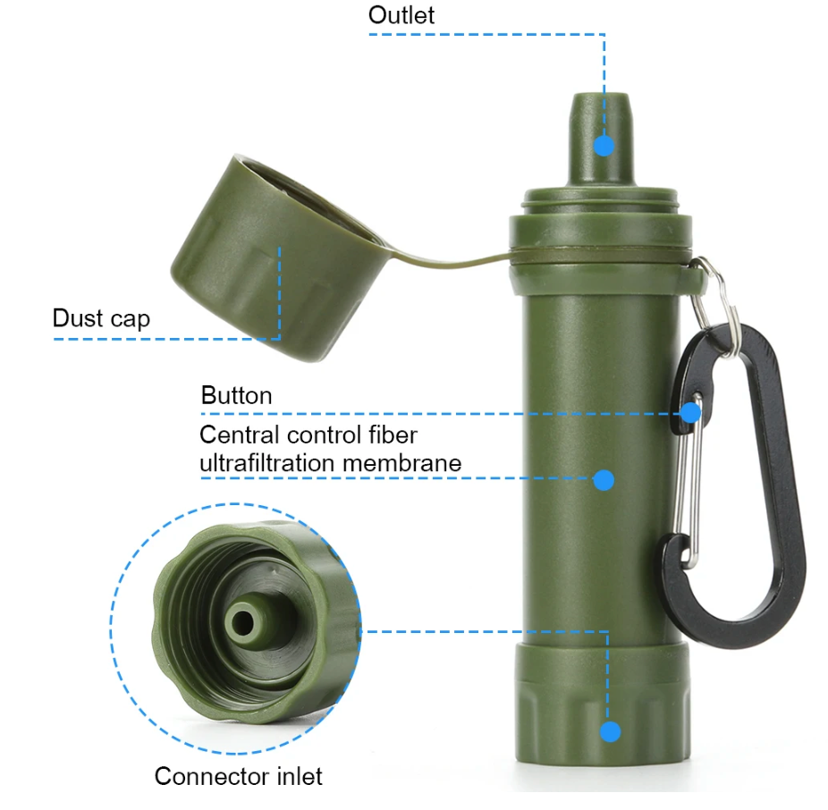 Purificateur d'eau portable pour le trekking. Assure une eau potable sûre lors de toutes vos activités extérieures.