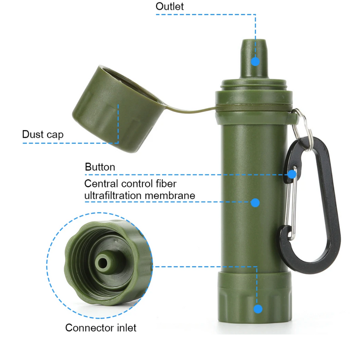 Purificateur d'eau portable pour le trekking. Assure une eau potable sûre lors de toutes vos activités extérieures.