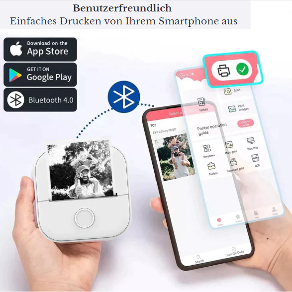 Imprimante thermique SMARTPRINT sur un bureau, imprimant des documents ou étiquettes pour l'organisation quotidienne.