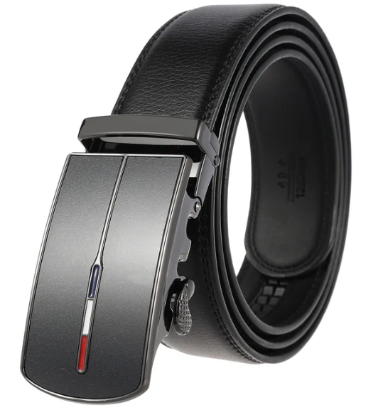 Ceinture homme en cuir de vachette de qualité avec système de boucle automatique innovant. Accessoire mode masculin.