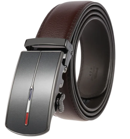 Ceinture homme de luxe en cuir pour un style sophistiqué. Boucle automatique moderne, idéal comme cadeau élégant.