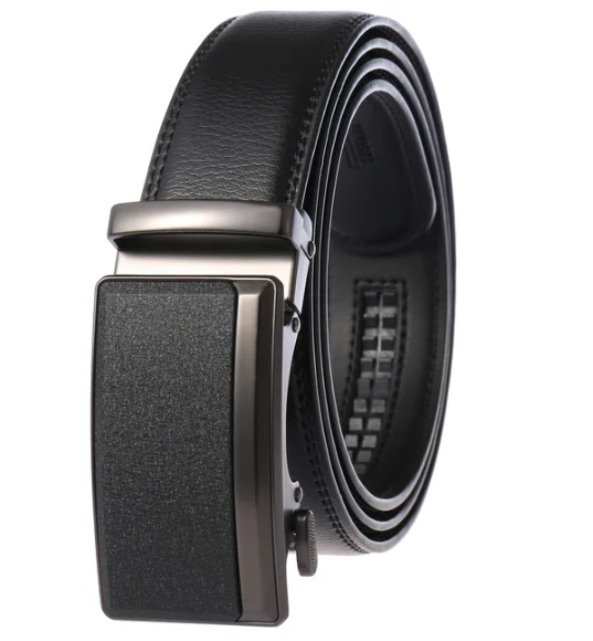 Accessoire homme: ceinture élégante en cuir noir véritable à boucle automatique. Parfaite pour un look chic.