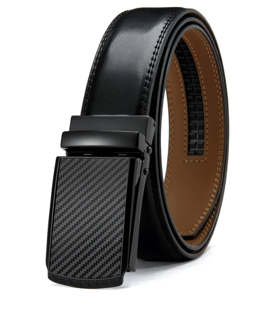 Ceinture homme polyvalente avec boucle automatique. Accessoire mode pour tenue formelle ou look décontracté.