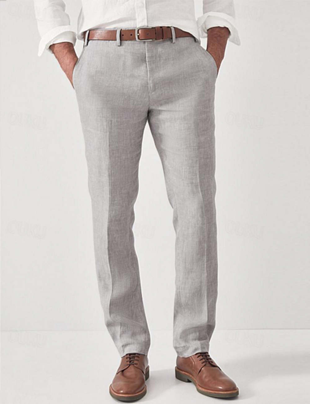 Pantalon d'été homme en lin respirant, modèle Elias. Idéal pour un confort optimal et un style décontracté chic.