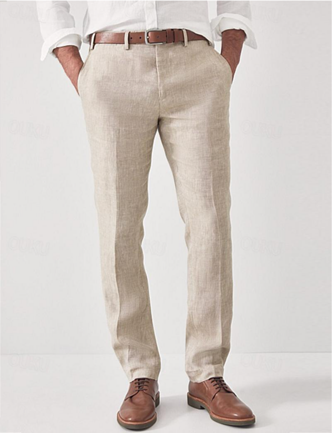 Pantalon Elias en lin pour homme, coupe slim confortable et élégante. Parfait pour l'été décontracté et smart casual.