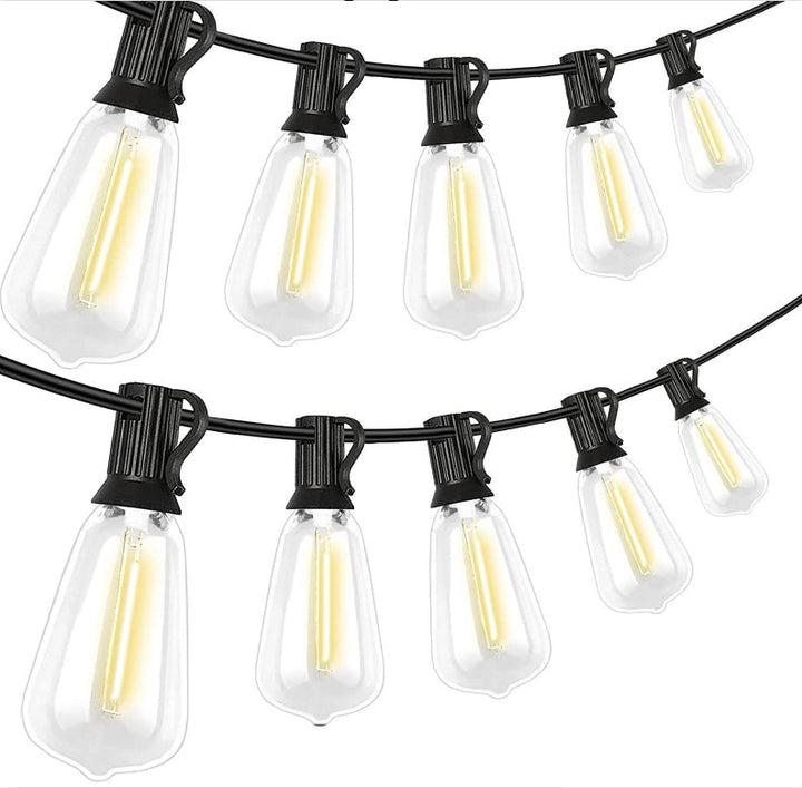 Guirlande solaire extérieure dimmable, lumière jaune LED. Parfait pour éclairage jardin et terrasse.