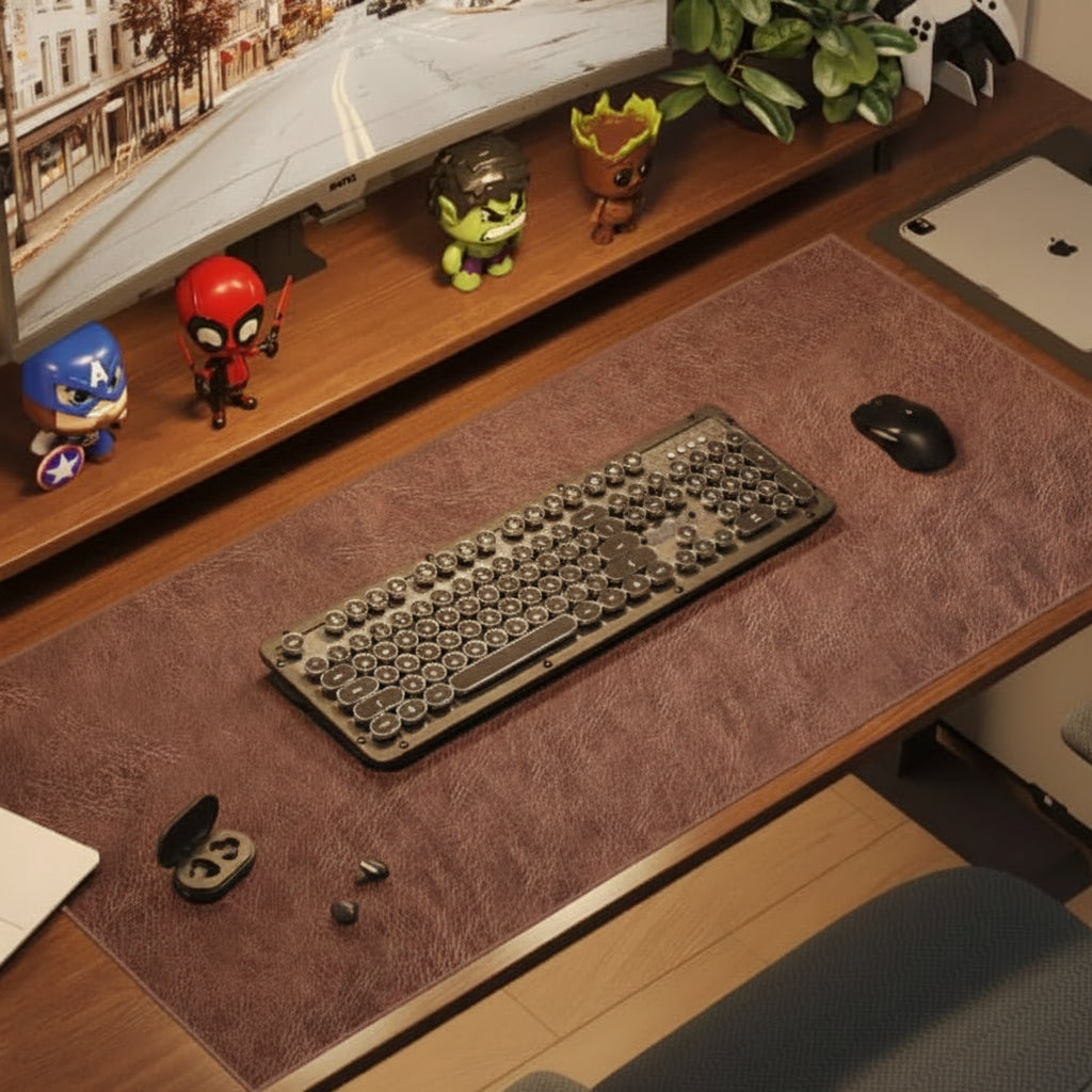 Sous-main étanche DUALMAT en cuir PU, protège le bureau des éclaboussures et apporte une touche élégante.