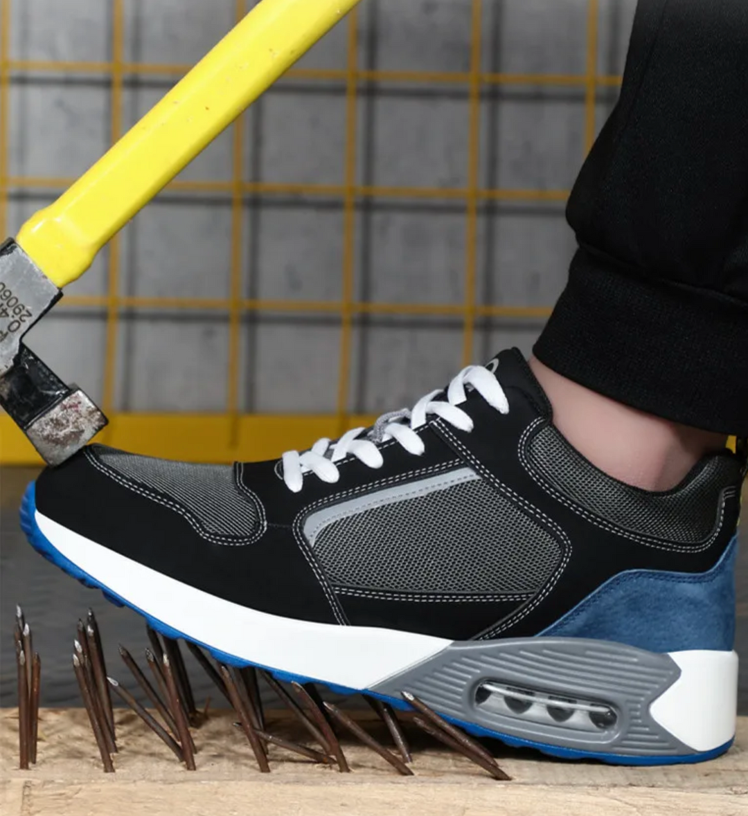 Chaussures de protection professionnelles unisexes, support orthopédique et embout acier, pour la sécurité des pieds au travail.