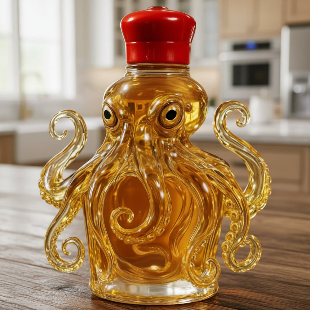 Carafe artisanale en verre pour vin ou spiritueux, design nautique élégant, parfaite pour le service ou le bar.