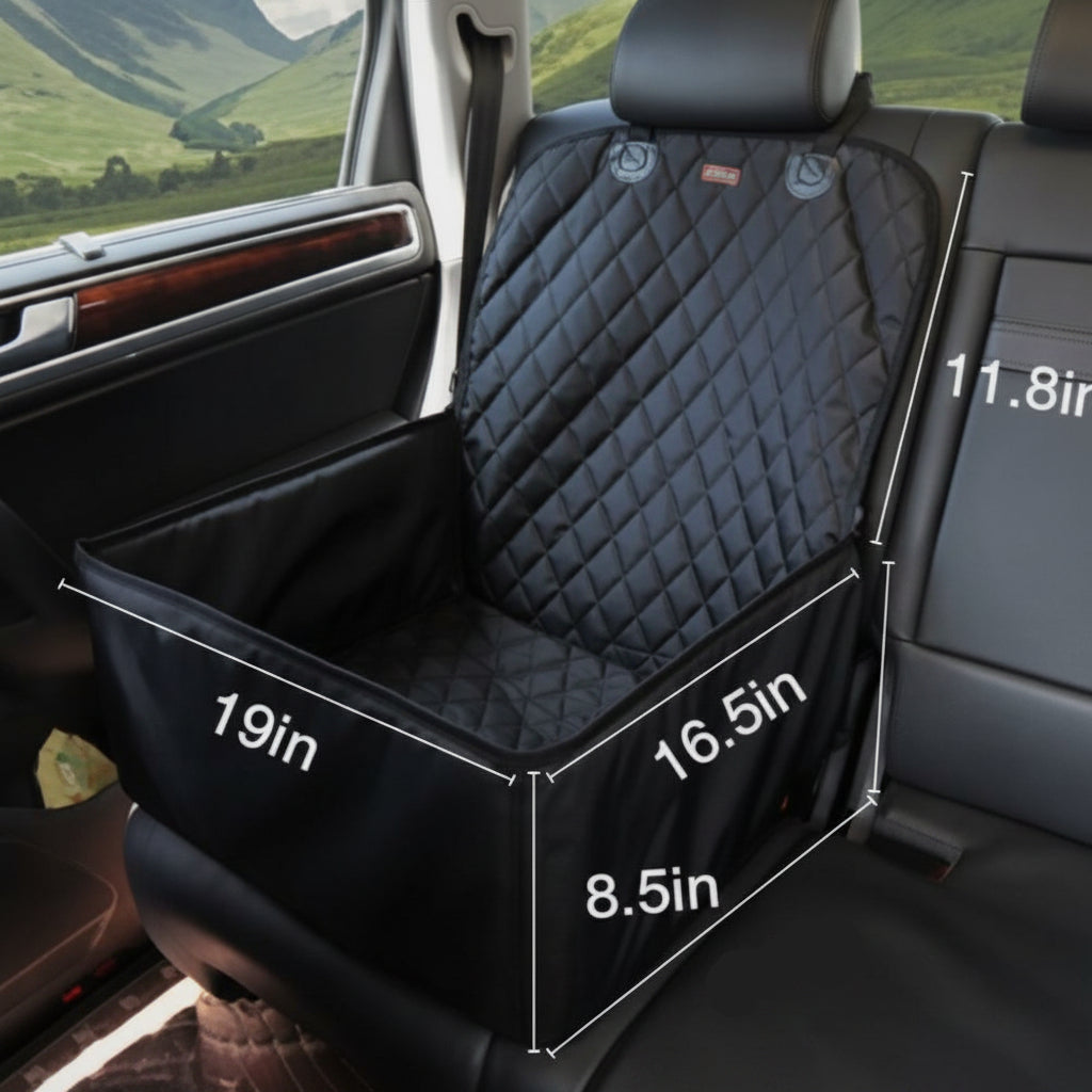 Protège-siège auto noir, imperméable et durable, assure propreté et confort pour votre animal lors des trajets.