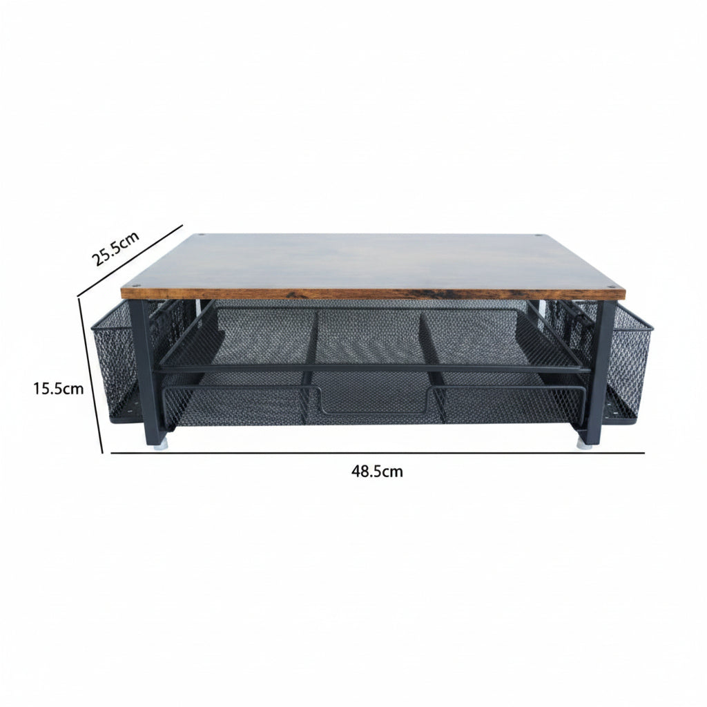 Accessoire de bureau en fer robuste, support écran ergonomique et rangement pour optimiser votre espace de travail.