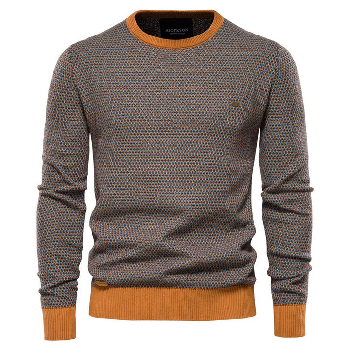 Pull homme slim fit bicolore noir et vert, col rond. Vêtement élégant et moderne pour mode masculine.