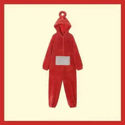 Déguisement Teletubbies Po, pyjama kigurumi unisexe rouge doux et chaud pour enfants et adultes, idéal pour l'hiver.