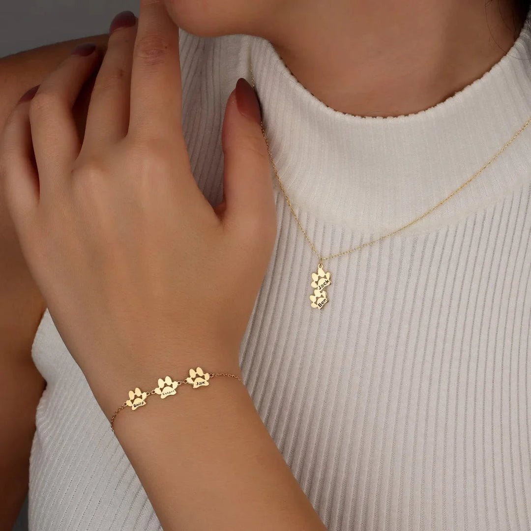 Cadeau souvenir unique: bracelet réglable personnalisé avec empreinte de patte pour les propriétaires de chiens et chats.