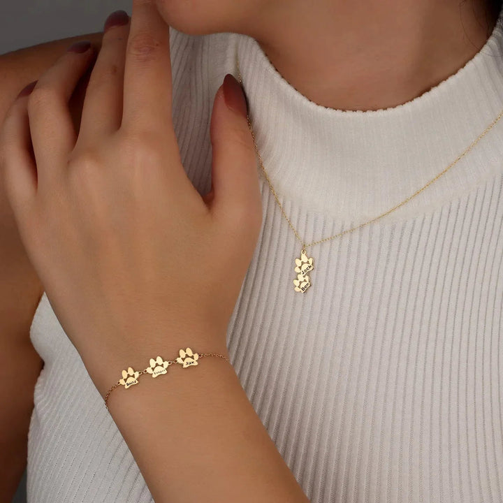Cadeau souvenir unique: bracelet réglable personnalisé avec empreinte de patte pour les propriétaires de chiens et chats.