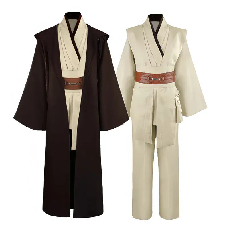 Déguisement homme Obi-Wan Kenobi authentique Star Wars, idéal pour cosplay et Halloween avec cape fluide.