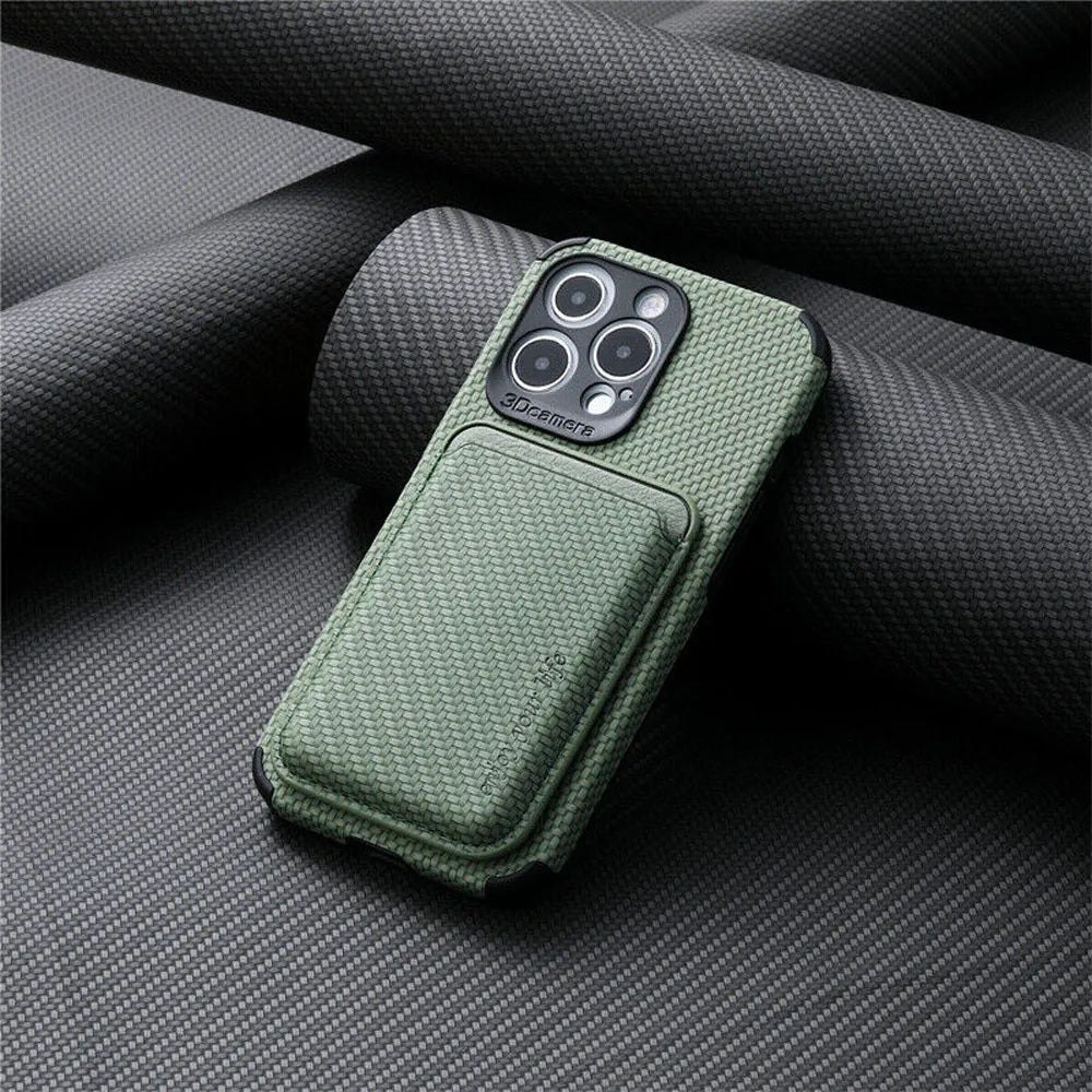 Couverture portefeuille iPhone MagSafe, protection écran et dos, compatible accessoires magnétiques.