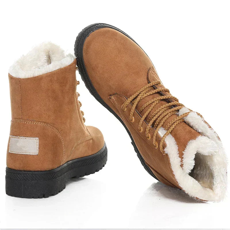 Bottines d'hiver confortables à lacets pour femmes. Chaussures chaudes, antidérapantes, idéales pour la mode hivernale.
