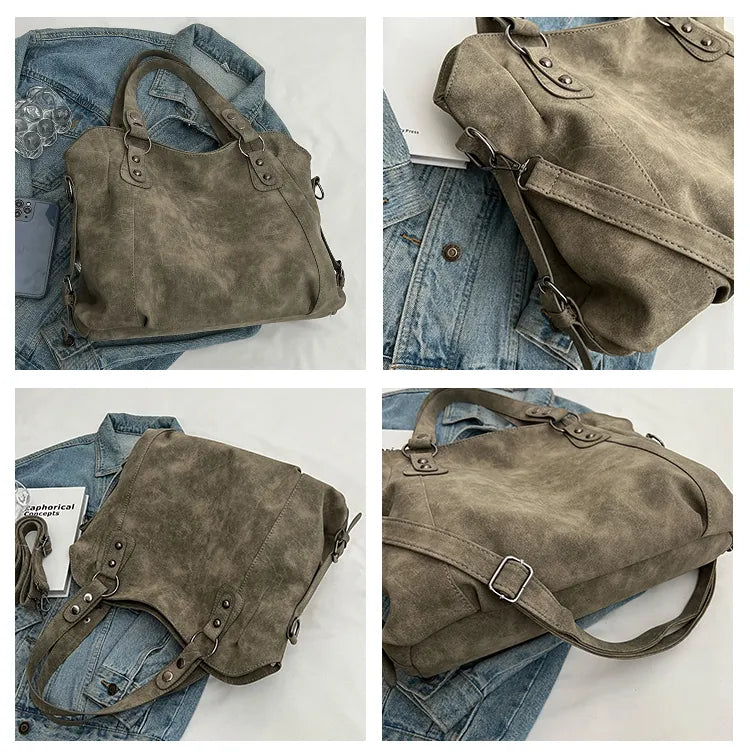 Sac à main en daim souple pour femme, élégant et pratique, avec option bandoulière amovible.