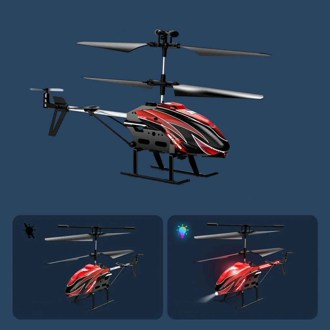 Gadget enfant : hélicoptère RC LED lumineux 3,5 canaux, facile à manier pour débutants. Parfait pour intérieur.