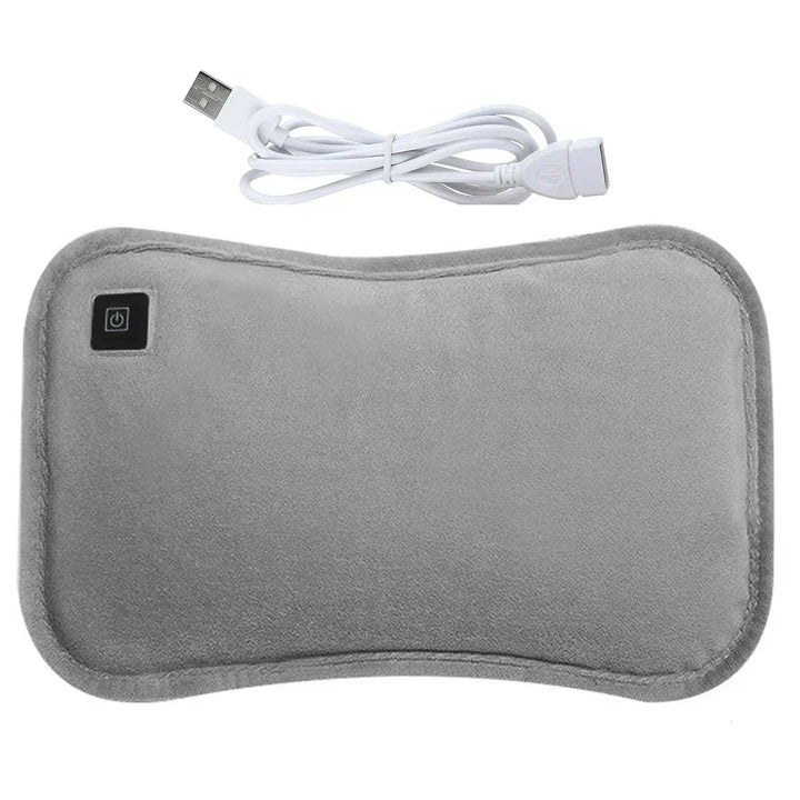 Coussin chauffant portable rechargeable USB, chaleur douillette mains et ventre, parfait pour voyage et bureau.