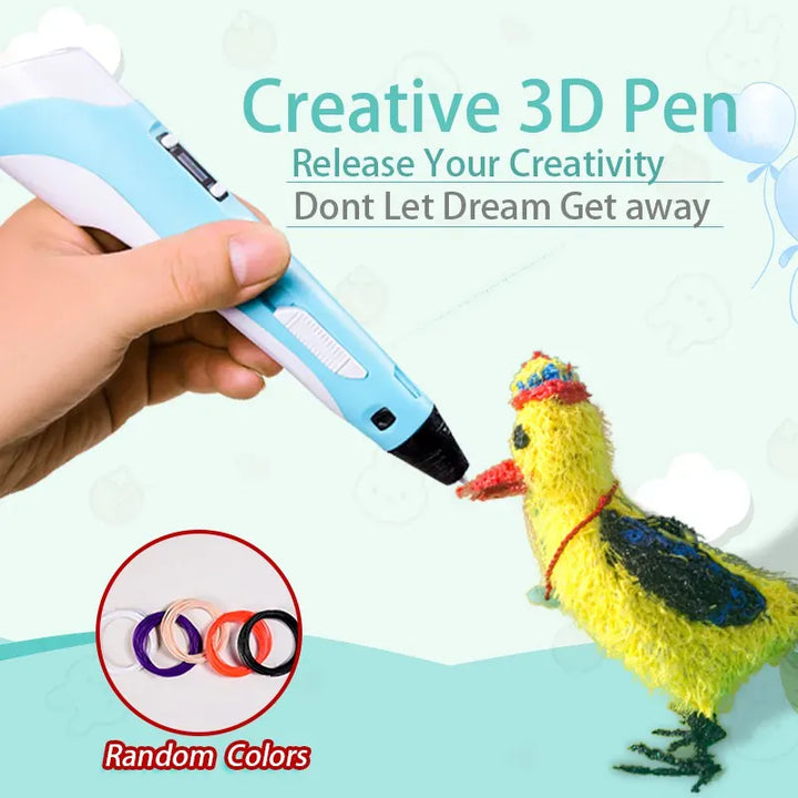 Stylo 3D MagicKid pour enfants, léger et facile à utiliser. Fourni avec filament PLA sûr pour dessin 3D.