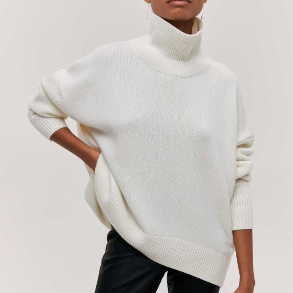 Pull femme doux à coupe ample, parfait pour l'hiver. Chandail confortable, chic et tendance pour femme.
