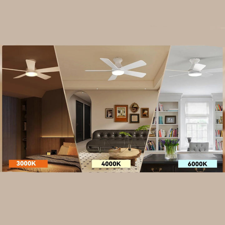Ventilateur de plafond LED réversible, moderne et économe. Télécommande incluse, confort optimal pour toute la maison.